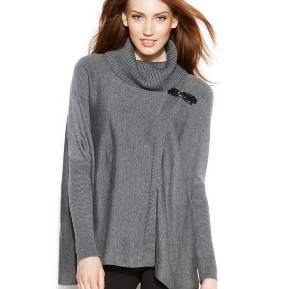 Calvin Klein Buckle Detail Turtleneck Sweater Cape - Picture 1 of 4